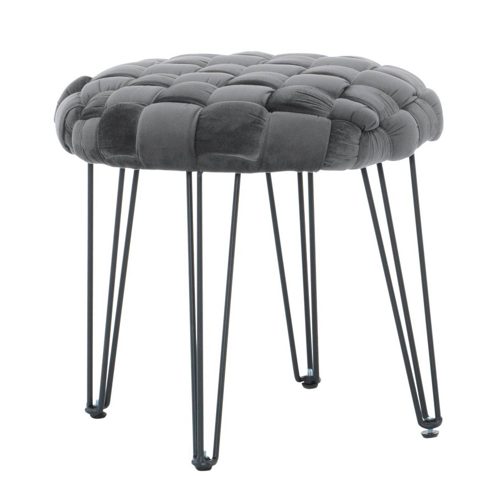 Mylie Round Ottoman Stool Gray - Linon