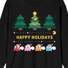 Pac-Man Happy Holidays Crew Neck Long Sleeve Black Adult Tee - image 3 of 4