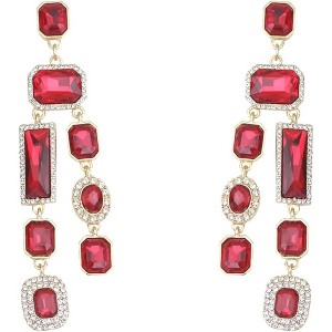 Vintage Rectangle Teardrop Chandelier Earrings, Art Deco Wedding Austrian Crystal Drop Dangle Earrings for Women Party Prom - 1 of 4