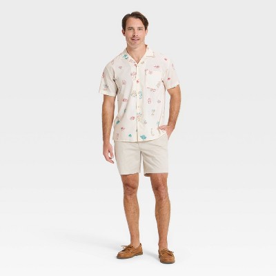 Мужские рубашки Goodfellow & Co Men's Vacay Short Sleeve Camp Collar Printed Button-Down Shirt - Goodfellow & Co™ White L — фото 3