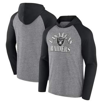 NFL Las Vegas Raiders Men's Gray Full Back Run Long Sleeve Lightweight Hooded Sweatshirt