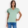 Anna-Kaci Women's Short Sleeve Ruffle V-Neck Blouse Lightweight Comfortable Casual Top - 2 of 4