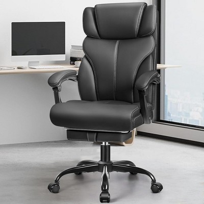 Executive Leather Chair Big and Tall Ergonomic Computer Desk Chair, Comfy Swivel Rolling Reclining Lumbar Support Task Chair