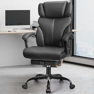 Executive Leather Chair Big and Tall Ergonomic Computer Desk Chair, Comfy Swivel Rolling Reclining Lumbar Support Task Chair - 1 of 1