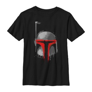 Boy's Star Wars Messy Boba Fett Painted Helmet T-Shirt - 1 of 4