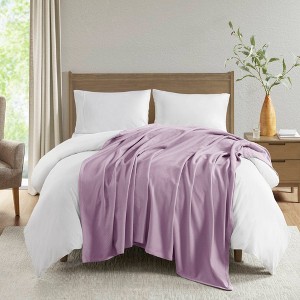100% Ring Spun Cotton Solid Bed Blanket, Liquid Texture Lightweight Breathable Blanket for Year Round Use - 1 of 4