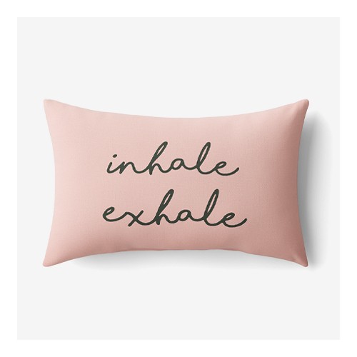 'Inhale Exhale' Lumbar Throw Pillow Light Pink/Dark Green - Room Essentials™