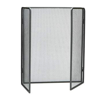 Mind Reader Fireplace Protector Screen, 3-Panel Folding Metal Mesh, Black