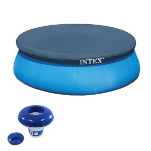Intex 8' Round Cover for Above Ground Pools with 7" Floating Chlorine Dispenser - 1 of 4