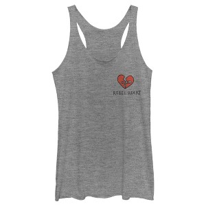 Women's Cruella Rebel Heart Racerback Tank Top - 1 of 4