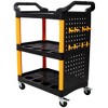 BABYYER Utility Cart on Wheels, 3 Tier Rolling Storage Cart, Plastic Service Cart with Bucket, Panel and Hook for Workshop, Repair Shop - 3 of 4