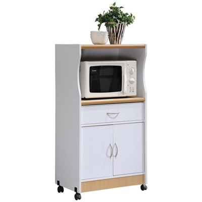 Microwave Kitchen Cart in White - Hodedah