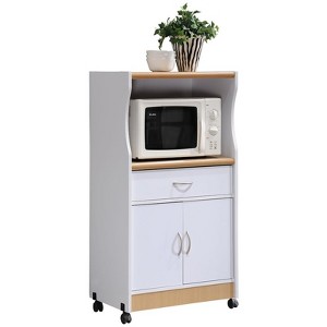 Microwave Kitchen Cart in White - Hodedah - 1 of 4