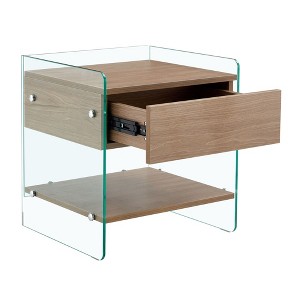NicBex Modern Nightstand with Drawer and Transparent Tempered Glass Sides for Bedroom and Living Room - 1 of 4