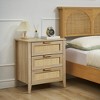 Rattan Nightstand, Boho Nightstand with 3 Natural Rattan Drawers, Bedside Table with Sturdy Wood Legs, Modern Side Table with Storage Drawers - 3 of 4