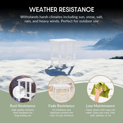 White HDPE Square Outdoor Adirondack Side Table