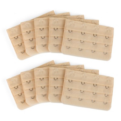 Allegra K Women's Stretchy Replacement Bra Strap Extender 2 Rows 3 Hooks 3  Pcs Beige