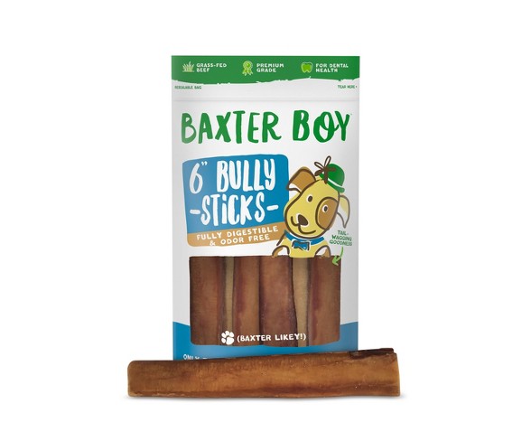 Baxter Boy 6" Thick Bully Sticks Dog Treats - 5pk