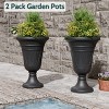SEVOBAL 15.7" Planters Flower Pot 2-Pack Flower Pots with Award-Winning Design Indoor Outdoor Plants Green Plant Patio, Black, 15.76"*15.76"*23.64" - 2 of 4