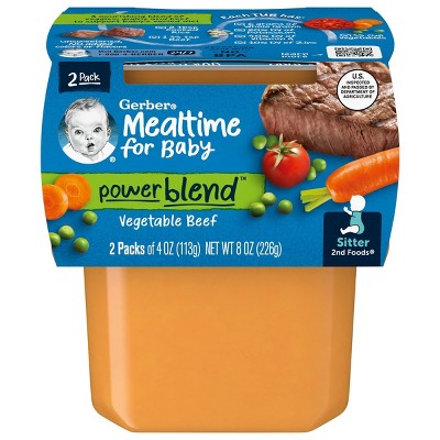 Gerber Sitter 2nd Foods Vegetable Beef Baby Meals Tubs - 2pk/8oz