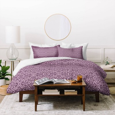 Twin Extra Long Wagner Campelo Boho Volutes Duvet Set Purple - Deny Designs