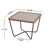 RISOKEYS Industrial Square Coffee Table - Glass Top Sofa Table with Wooden Edge + Metal Leg, Cafeteria End Table, Side Table for Home, Brown + Black - 3 of 4
