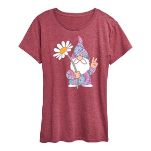 Women's - Instant Message - Tie Dye Gnome With Daisy Short Sleeve Graphic T-Shirt - 1 of 4