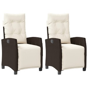 vidaXL Reclining Patio Chairs 2 pcs with Footrest Brown Poly Rattan - 1 of 1