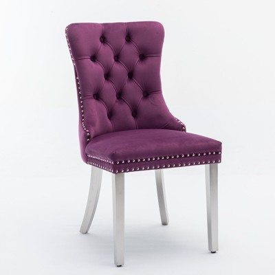 NicBex Dining Chairs Set of 2 Bar stool Upholstered Chair Contemporary Velvet Barstools with Button Tufted Decoration and Wooden Legs