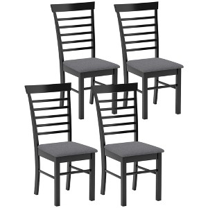 Aghana Digitals 4-Piece Farmhouse Dining Chairs: Rubber Wood Frame, Black & Gray Upholstered Seats - 1 of 4