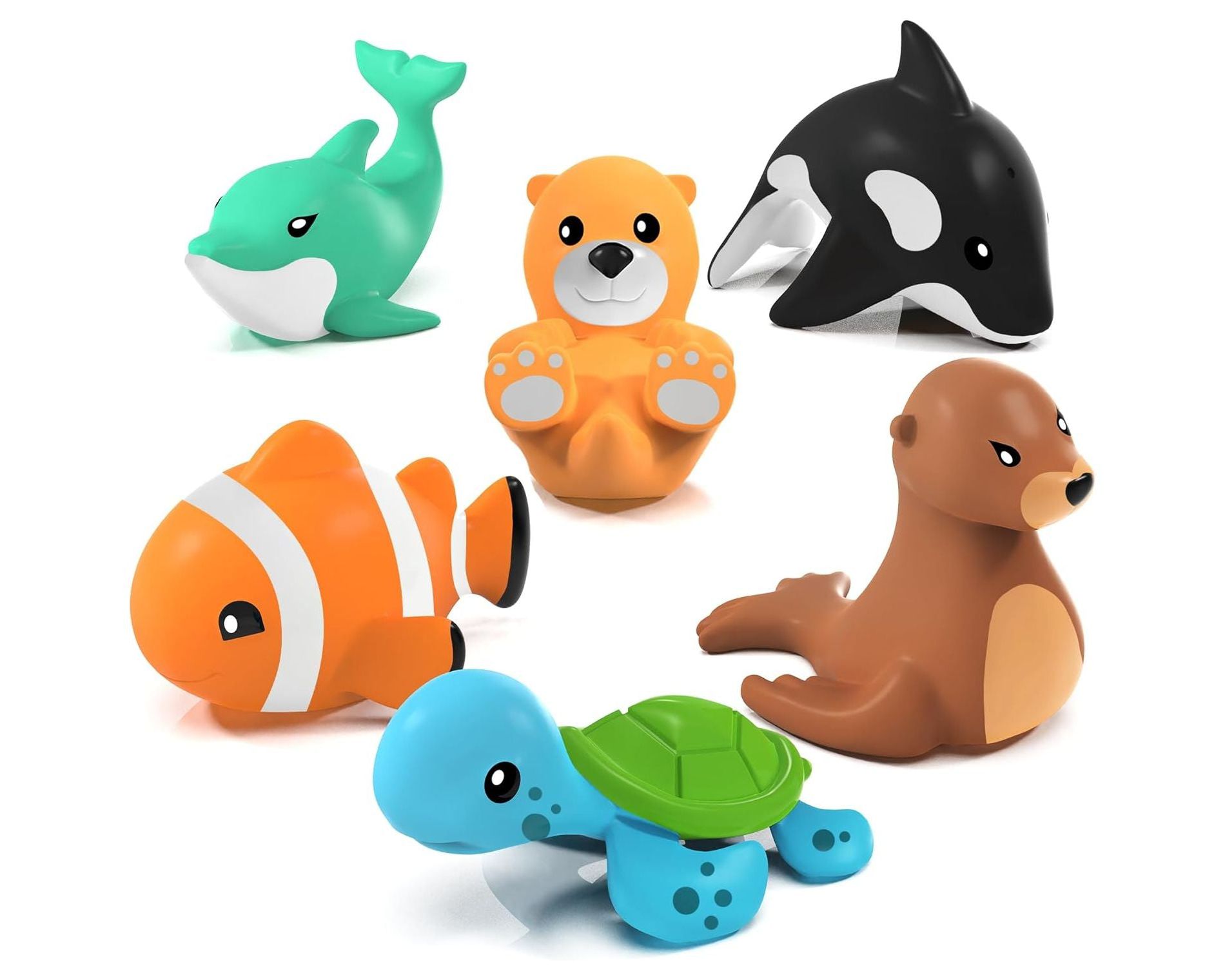 Tub Works Marine Mold Free Bath Toys, 6 Pack