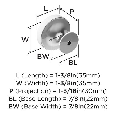 Polished Chrome Round Cabinet Knob with Mounting Hardware