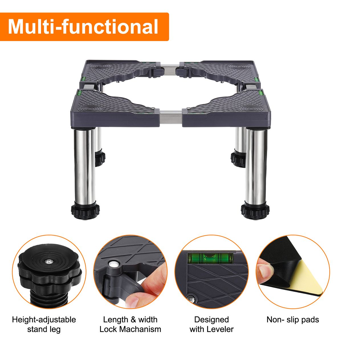 Unique Bargains 4 Strong Feet Multi-Functional Adjustable Mini Fridge Stands - thumbnail 7