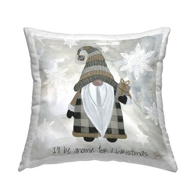 Stupell Industries Cozy Gnome Holding Gift Holiday Snowflakes