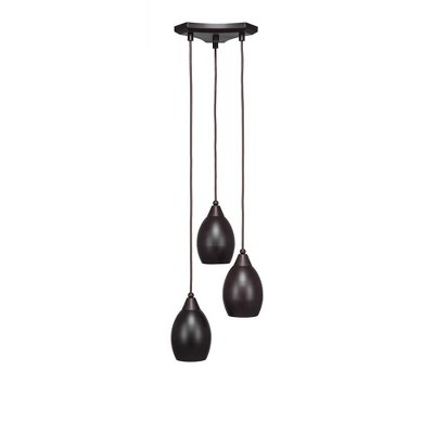 Toltec Lighting Europa 3 - Light Pendant in  Dark Granite with 5" Dark Granite Oval Metal Shade Shade