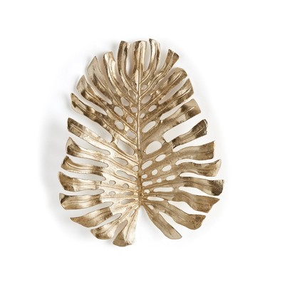 Plum & Post 23.5"H x 4"D x 19"W Monstera in Gold Wall Sculpture Small