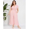 BLUEMING Plus Size Loose Jumpsuits for Women Short Ruffle Sleeve One Piece Outfit High Waist Jumpsuits - 2 of 4