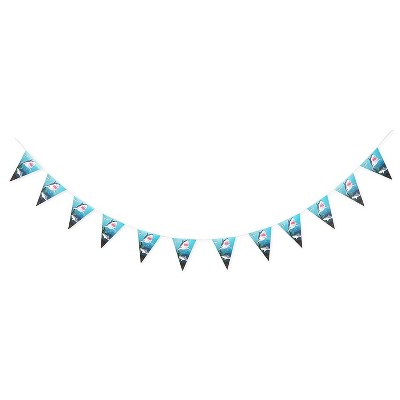  11ft 3 Pack Under the Sea Shark Ocean Sea Theme Party Banner Garland Decorations for Kids Boys Birthday Party Supplies Favors, with 12 Flags Each 