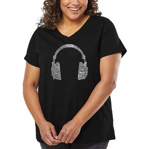 LA Pop Art Women's Word Art V-Neck - 63 DIFFERENT GENRES OF MUSIC - 1 of 4