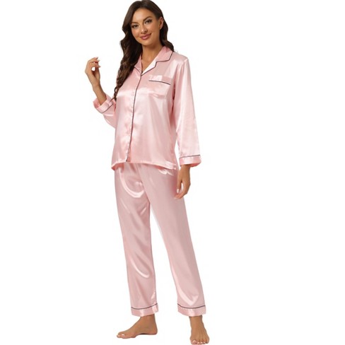 Satin Pajama Shirt and Pants - Light pink - Ladies