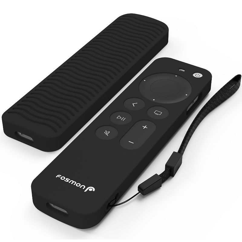 Fosmon Full Body Slim Easy Grip Case for Apple TV 4K 2021 Remote with Lanyard - Black, 1 of 10