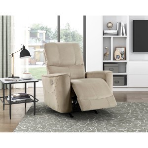 Velvet Power Rocker Reclining Chair with One-Touch Control and Removable Seat Back - 1 of 4