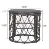 20'' Boho Wicker End Table with Open Lattice Frame,Round Accent Table for Small Patio Spaces-Cuddlewood - 4 of 4