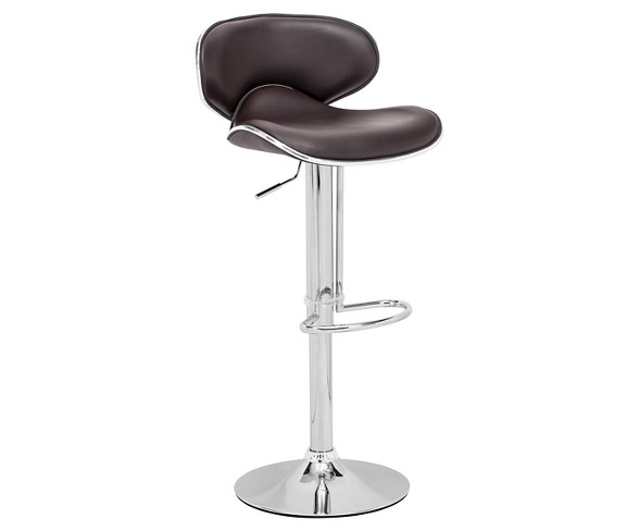 Plush Faux Leather Adjustable 26" Bar Chair - Espresso - ZM Home