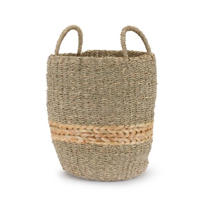 Beige Round Seagrass Storage Baskets Set of 2