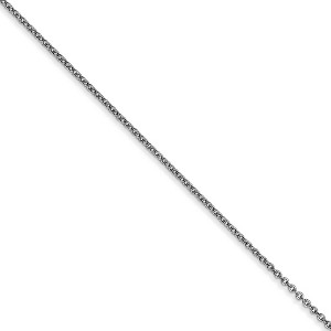 Black Bow Jewelry 0.9mm 10k White Gold Solid Cable Chain Necklace - 1 of 4