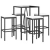 vidaXL Patio Bar Set Outdoor Garden Table with Stool with Cushions Poly Rattan - Black 27.6" Table Length 4 Piece - 3 of 4