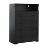 4 Drawer Wooden Dressers for Bedroom with LED Lights & Charging Station, Modern Nightstand for Bedside - 3 of 4