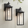 John Timberland Mission Outdoor Wall Light Fixtures Set of 2 Black Motion Sensor 16 1/2" Seeded Glass for Post Exterior Barn Deck - 2 of 4