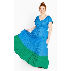 Women's Plus Size Colour Pop Dress - ocean | CITY CHIC - 1 of 4